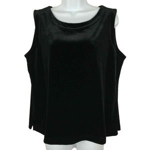 Hot Cotton Marc Ware USA Sleeveless Black Velour Velvet Blouse Top Women Size L